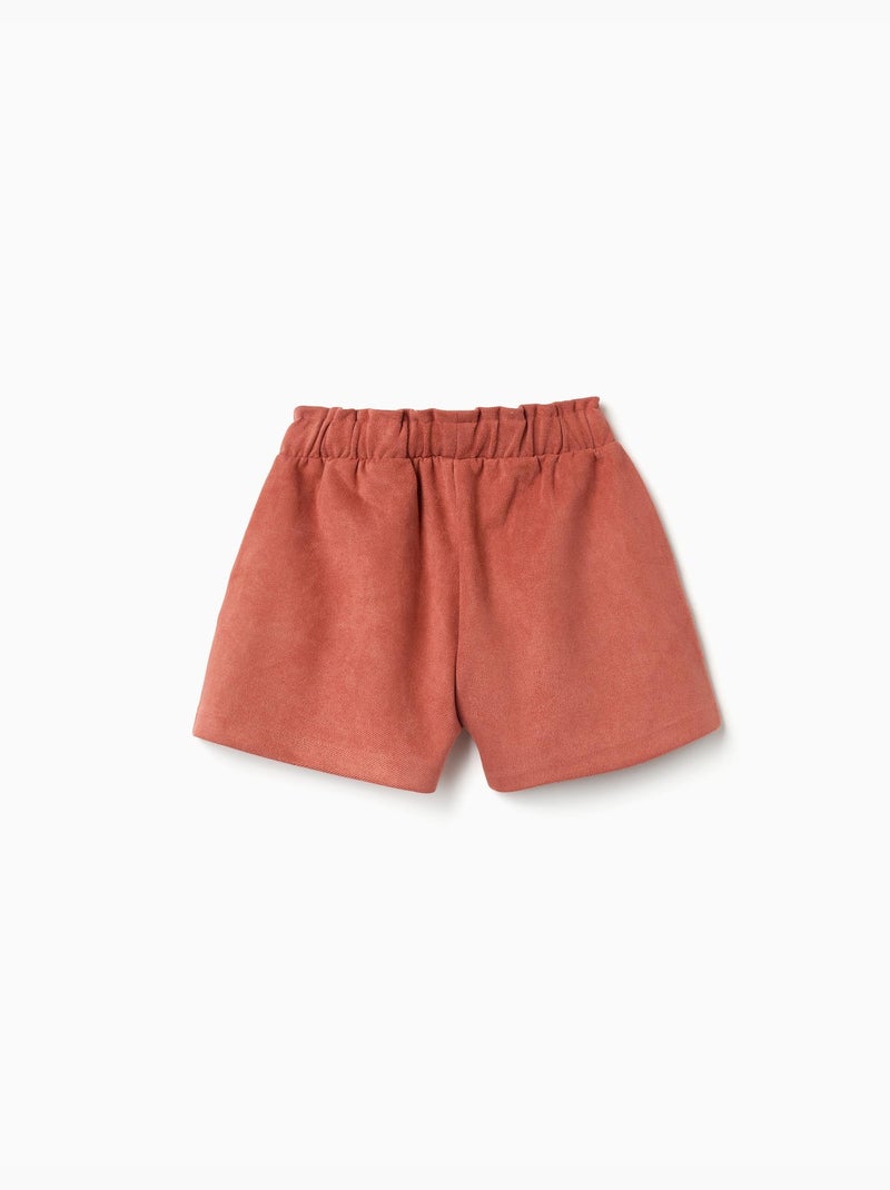 Pantalón corto de punto interlock con cinturón incorporado Marrón - Kiabi