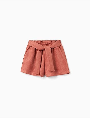 Pantalón corto de punto interlock con cinturón incorporado