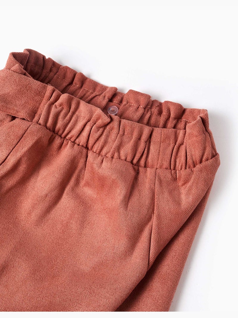 Pantalón corto de punto interlock con cinturón incorporado Marrón - Kiabi