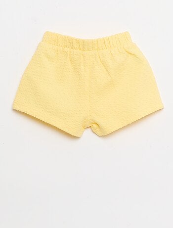 Pantalón corto de punto jacquard liso con lazo de fantasía