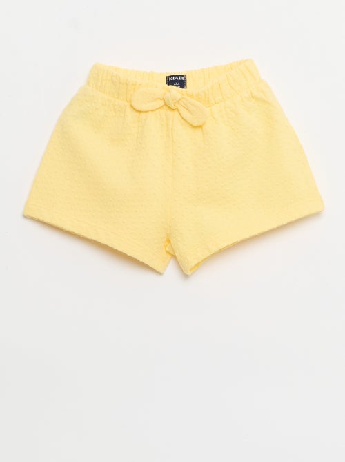 Pantalón corto de punto jacquard liso con lazo de fantasía - Kiabi