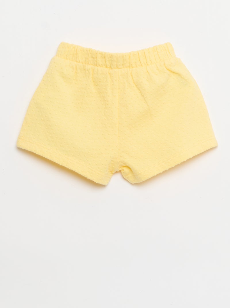 Pantalón corto de punto jacquard liso con lazo de fantasía Amarillo - Kiabi