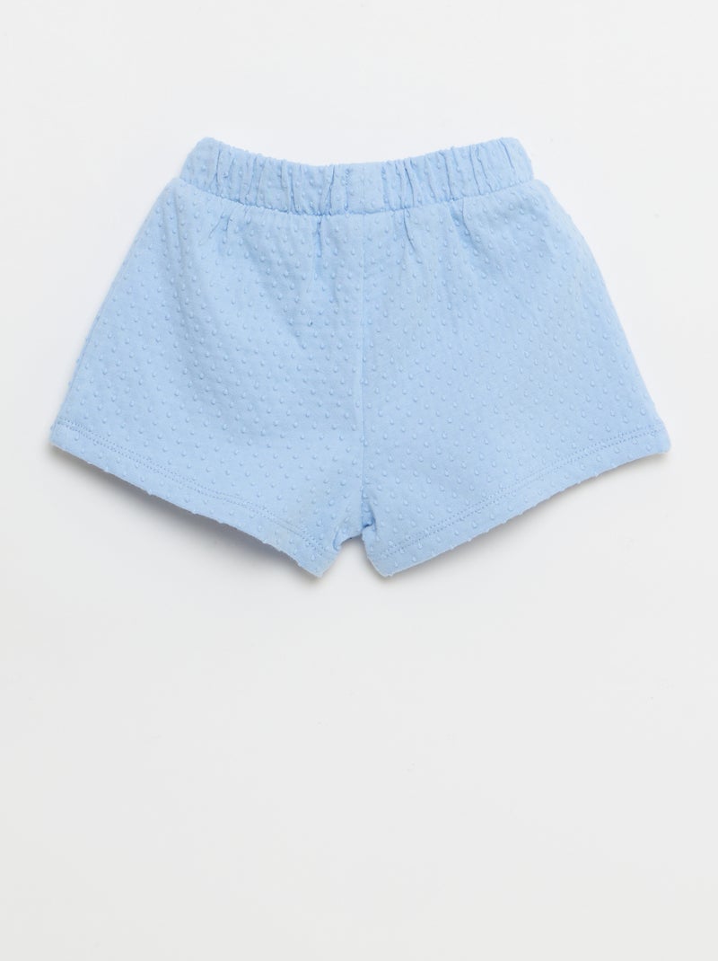 Pantalón corto de punto jacquard liso con lazo de fantasía Azul - Kiabi