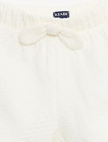 Pantalón corto de punto jacquard liso con lazo de fantasía