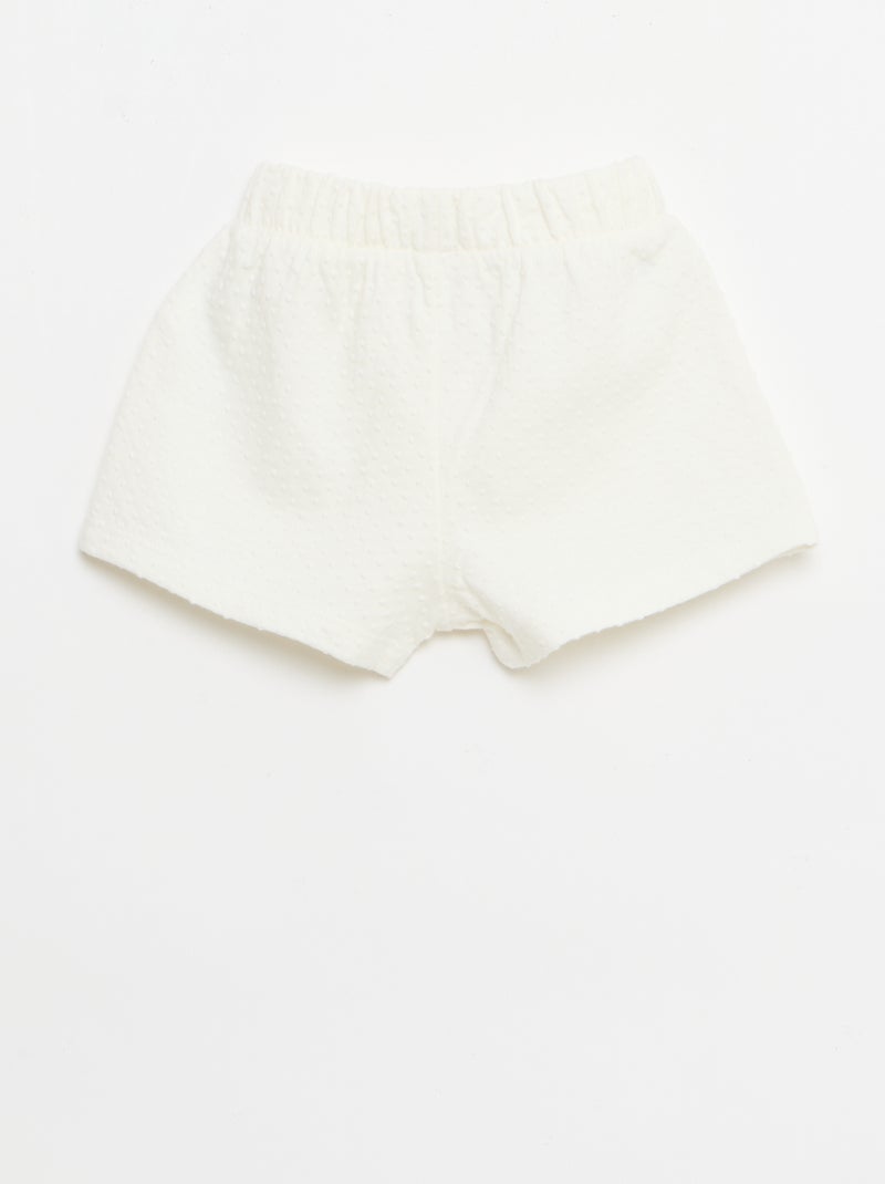 Pantalón corto de punto jacquard liso con lazo de fantasía Blanco - Kiabi