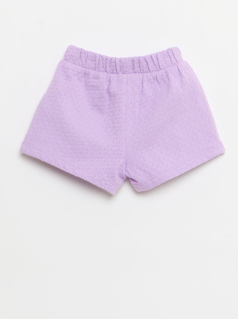 Pantalón corto de punto jacquard liso con lazo de fantasía Purpura - Kiabi
