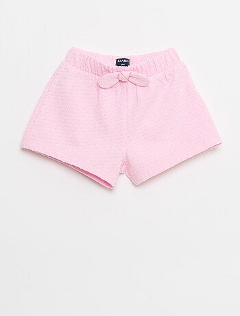 Pantalón corto de punto jacquard liso con lazo de fantasía