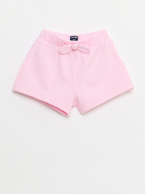 Pantalón corto de punto jacquard liso con lazo de fantasía - Kiabi