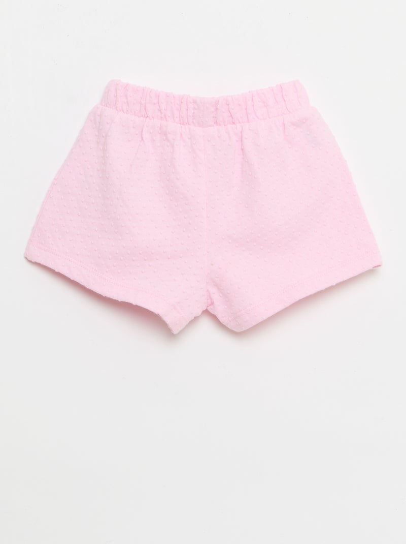 Pantalón corto de punto jacquard liso con lazo de fantasía Rosa - Kiabi