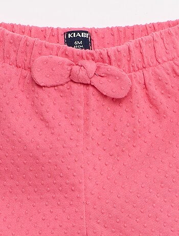 Pantalón corto de punto jacquard liso con lazo de fantasía