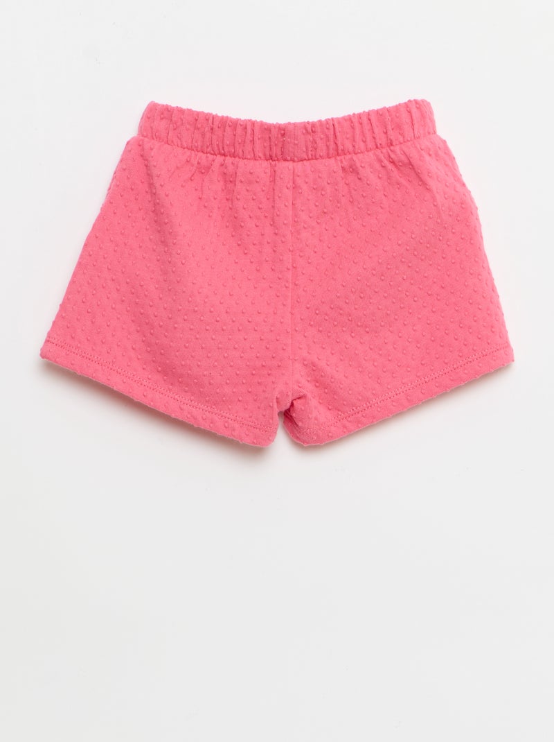 Pantalón corto de punto jacquard liso con lazo de fantasía Rosa - Kiabi