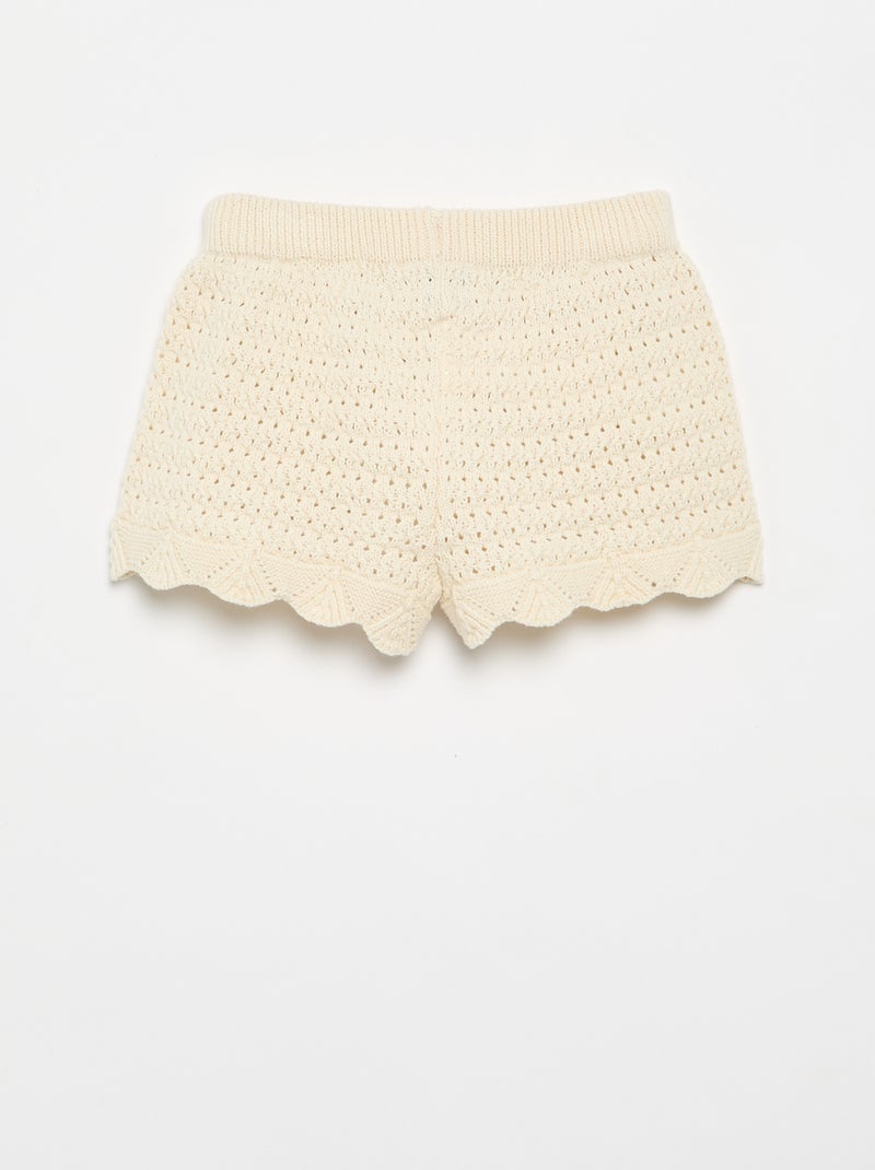Pantalón corto de punto liso Blanco - Kiabi