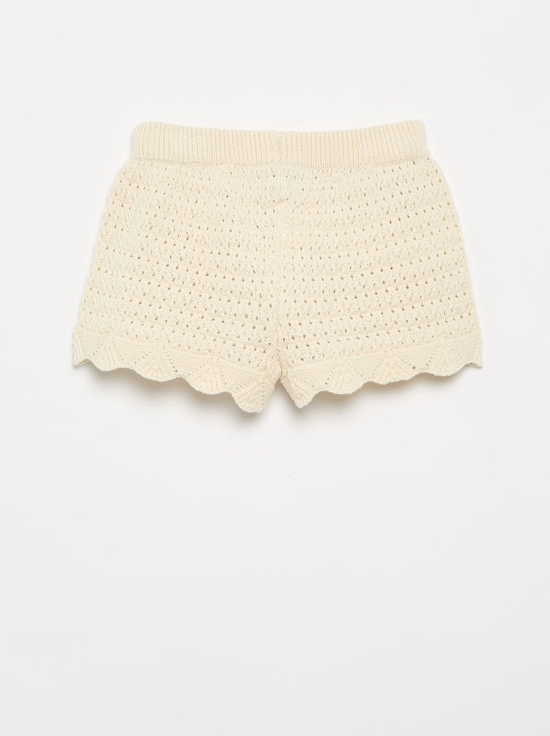 Pantalón corto de punto liso Blanco - Kiabi