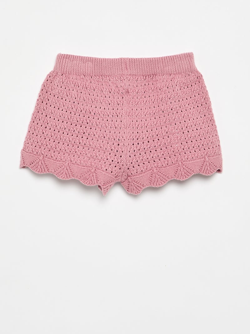 Pantalón corto de punto liso Rosa - Kiabi