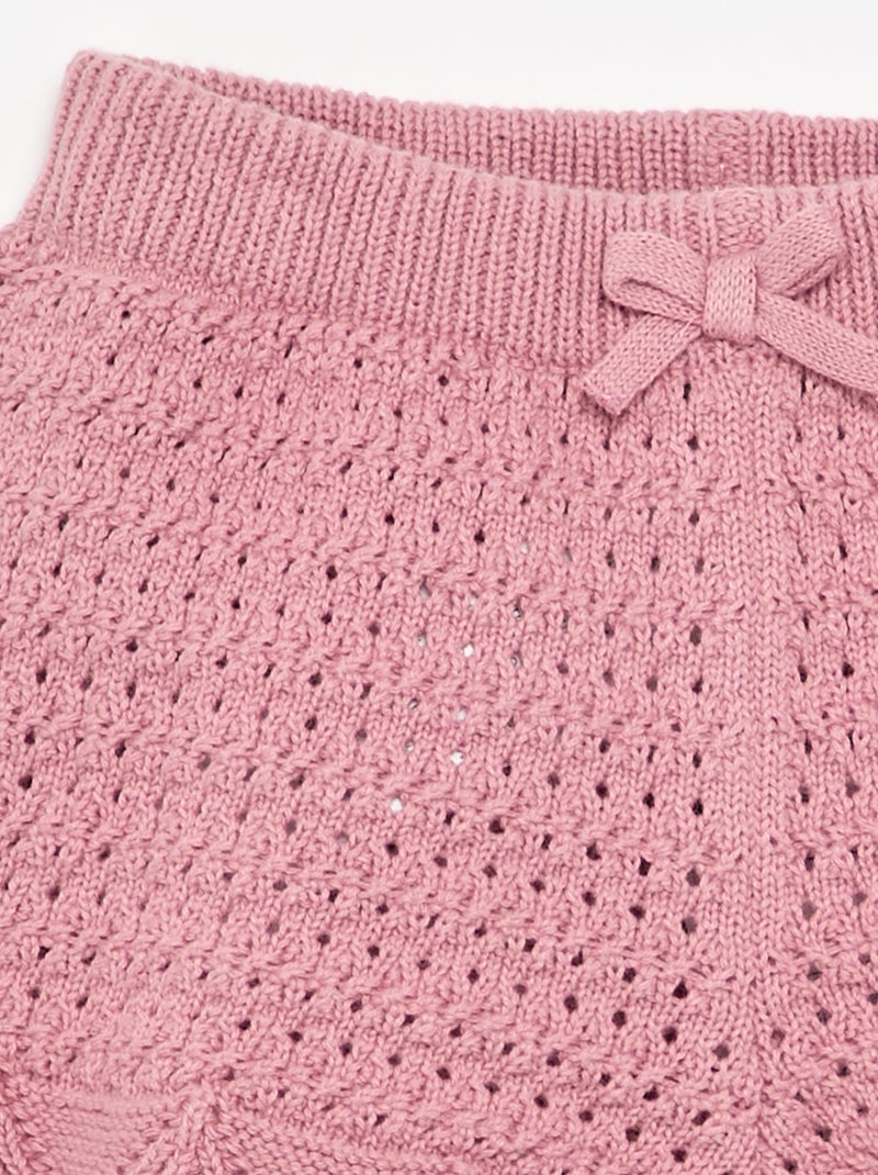 Pantalón corto de punto liso Rosa - Kiabi