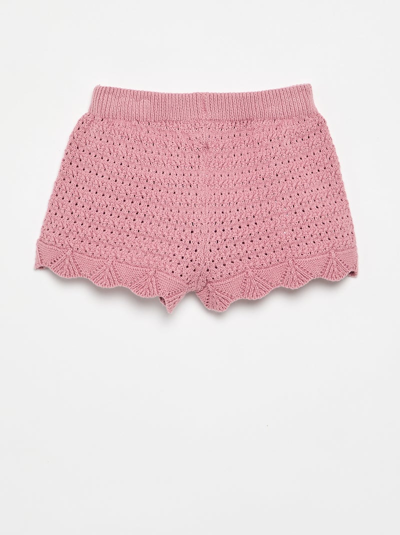 Pantalón corto de punto liso Rosa - Kiabi