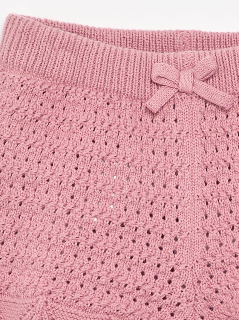Pantalón corto de punto liso Rosa - Kiabi