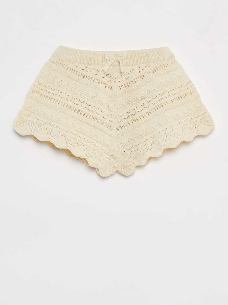 Pantalón corto de punto tricotado BLANCO - Kiabi