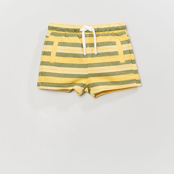 Pantalón corto de rayas de algodón null - AMARILLO - Kiabi - 6,00€