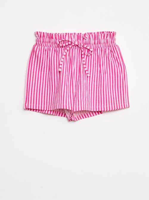 Pantalón corto de rayas en punto crepé - Kiabi