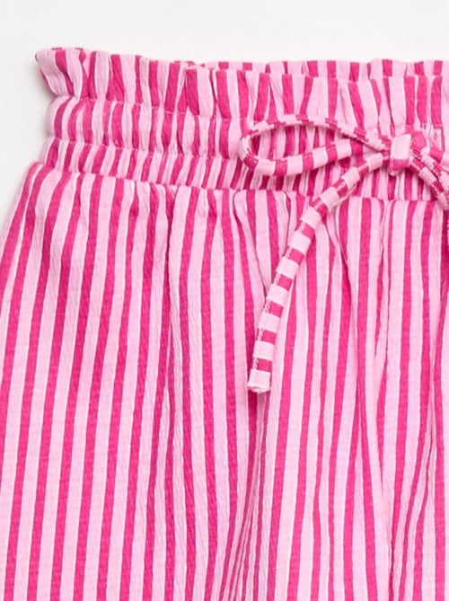 Pantalón corto de rayas en punto crepé - Kiabi