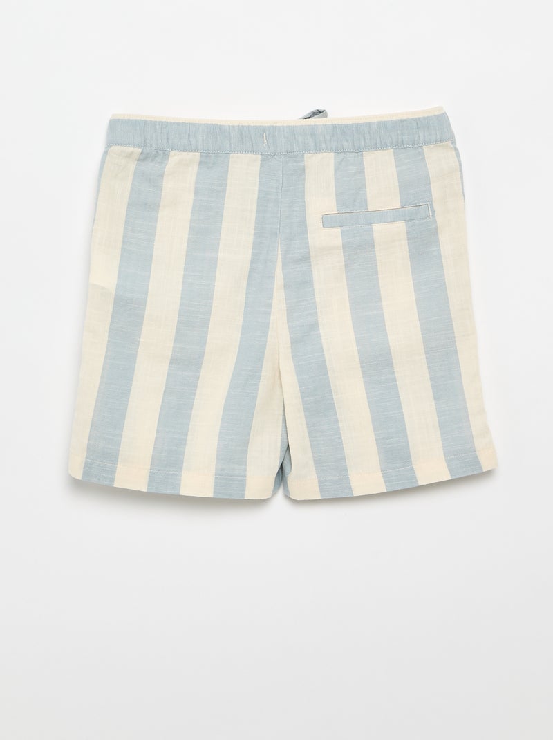 Pantalón corto de rayas y cintura elástica Azul - Kiabi