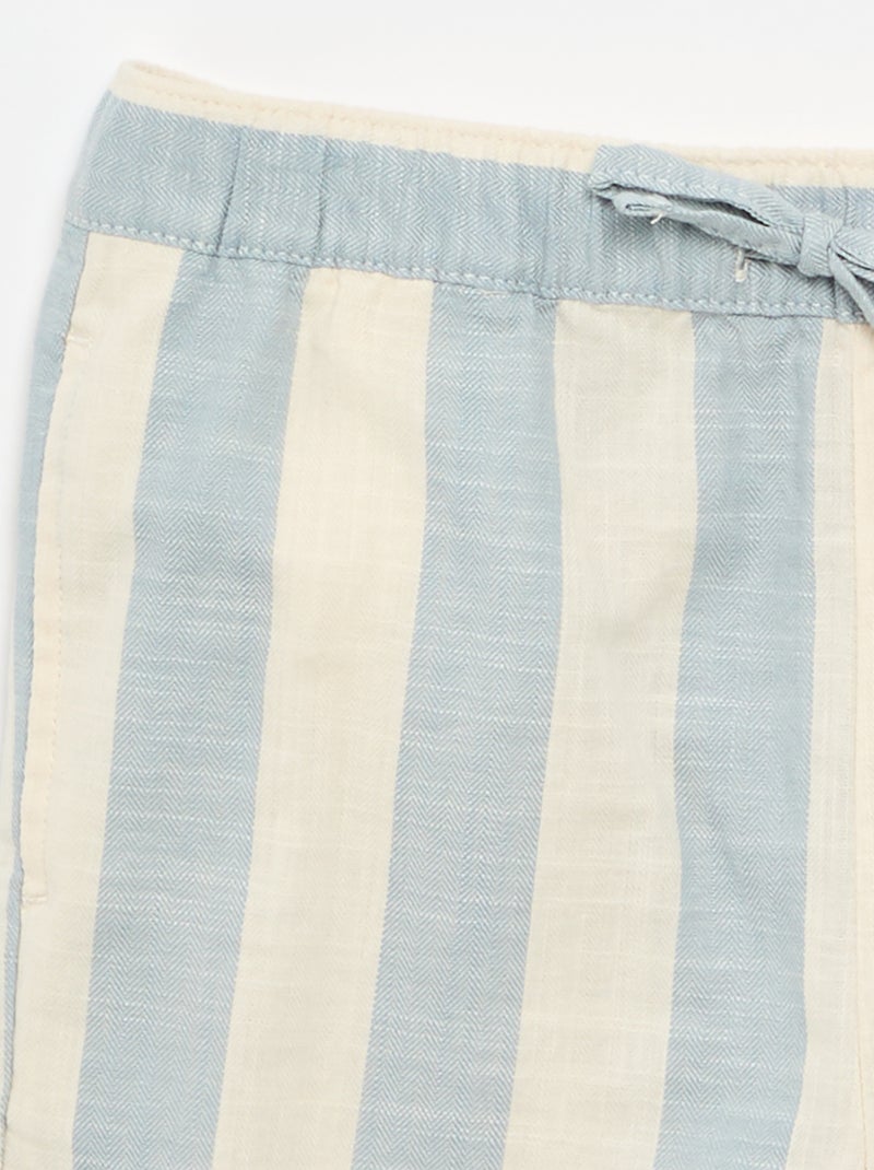 Pantalón corto de rayas y cintura elástica Azul - Kiabi