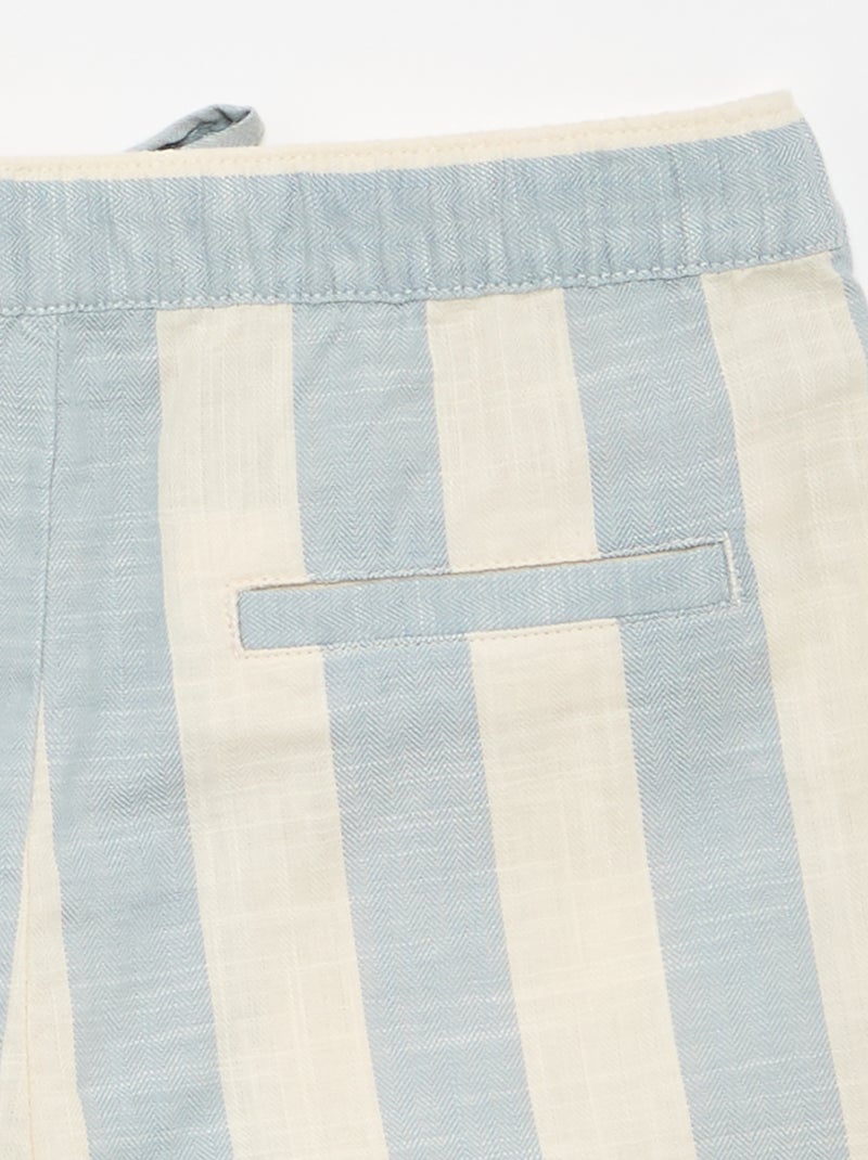 Pantalón corto de rayas y cintura elástica Azul - Kiabi