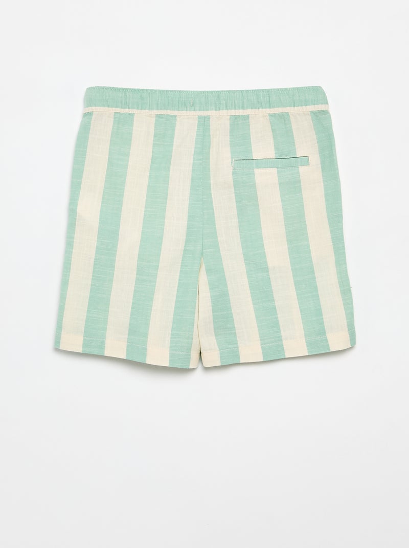Pantalón corto de rayas y cintura elástica Verde - Kiabi