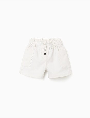 Pantalón corto de sarga con bolsillos cargo y cintura elástica