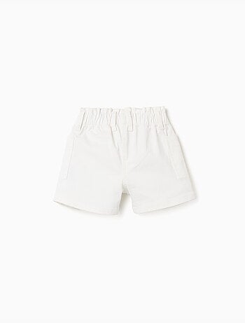 Pantalón corto de sarga con bolsillos cargo y cintura elástica