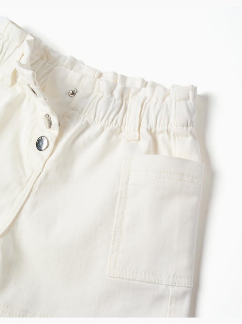 Pantalón corto de sarga con bolsillos cargo y cintura elástica - Kiabi