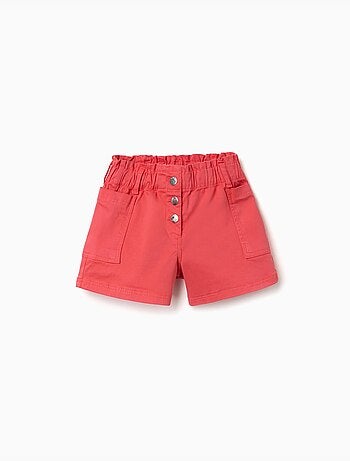 Pantalón corto de sarga con bolsillos cargo y cintura elástica