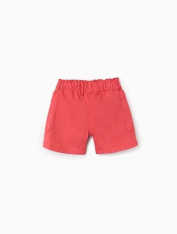 Pantalón corto de sarga con bolsillos cargo y cintura elástica
