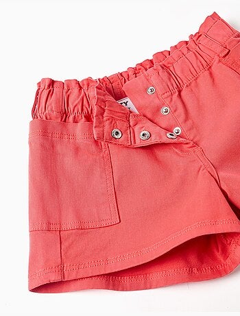 Pantalón corto de sarga con bolsillos cargo y cintura elástica