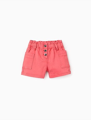 Pantalón corto de sarga con bolsillos cargo y cintura elástica