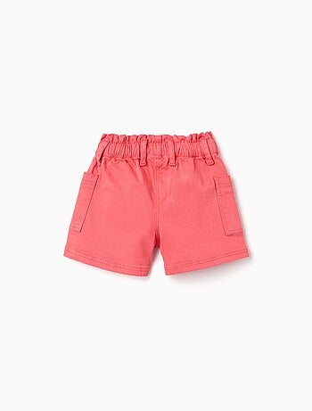 Pantalón corto de sarga con bolsillos cargo y cintura elástica