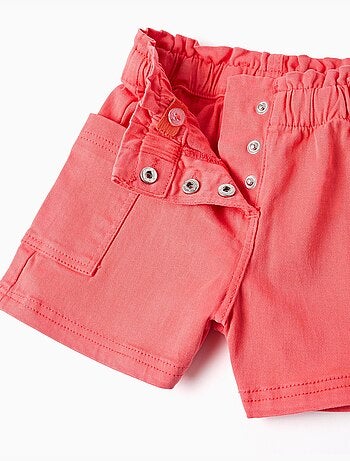 Pantalón corto de sarga con bolsillos cargo y cintura elástica