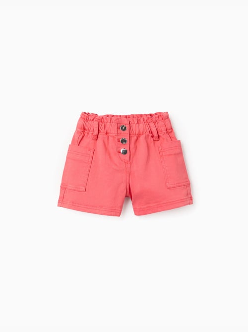 Pantalón corto de sarga con bolsillos cargo y cintura elástica - Kiabi