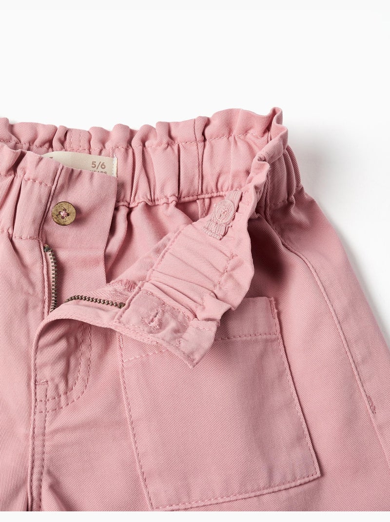 Pantalón corto de sarga con bolsillos delanteros Rosa claro - Kiabi