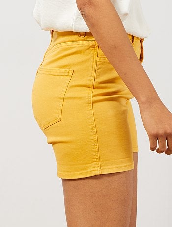 Pantalón corto de sarga con bragueta abotonada - Kiabi