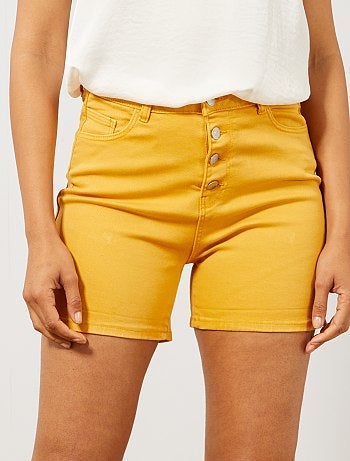 Pantalón corto de sarga con bragueta abotonada - Kiabi