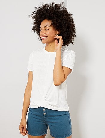 Pantalón corto de sarga con bragueta abotonada - Kiabi