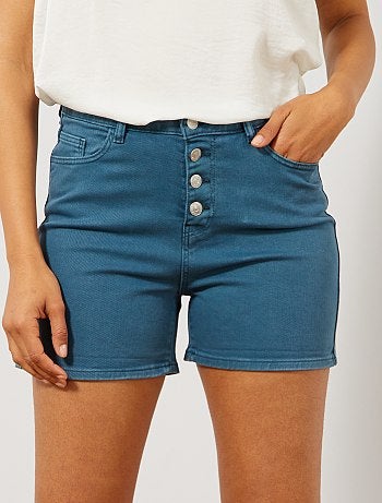 Pantalón corto de sarga con bragueta abotonada - Kiabi