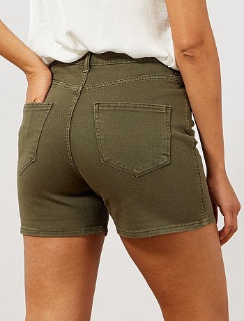 Pantalón corto de sarga con bragueta abotonada - Kiabi