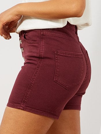 Pantalón corto de sarga con bragueta abotonada - Kiabi