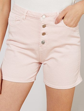 Pantalón corto de sarga con bragueta abotonada - Kiabi