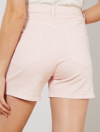 Pantalón corto de sarga con bragueta abotonada - Kiabi