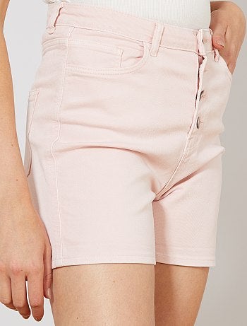 Pantalón corto de sarga con bragueta abotonada - Kiabi