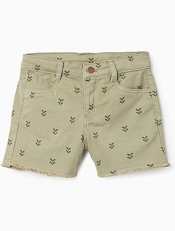 Pantalón corto de sarga con motivo floral